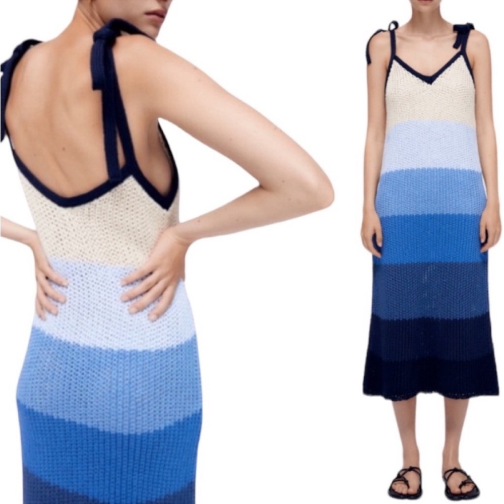 🆕Zara Limited Edition Knit Dress In Various Blue Tones